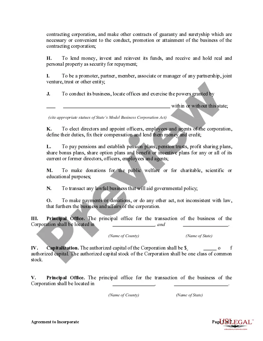 Preview Agreement to Incorporate by Partners Incorporating Existing Partnership