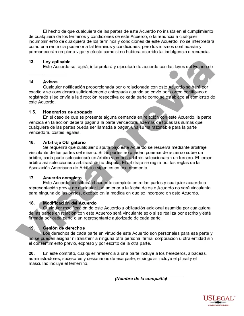 Preview Acuerdo de suscripción del sitio web