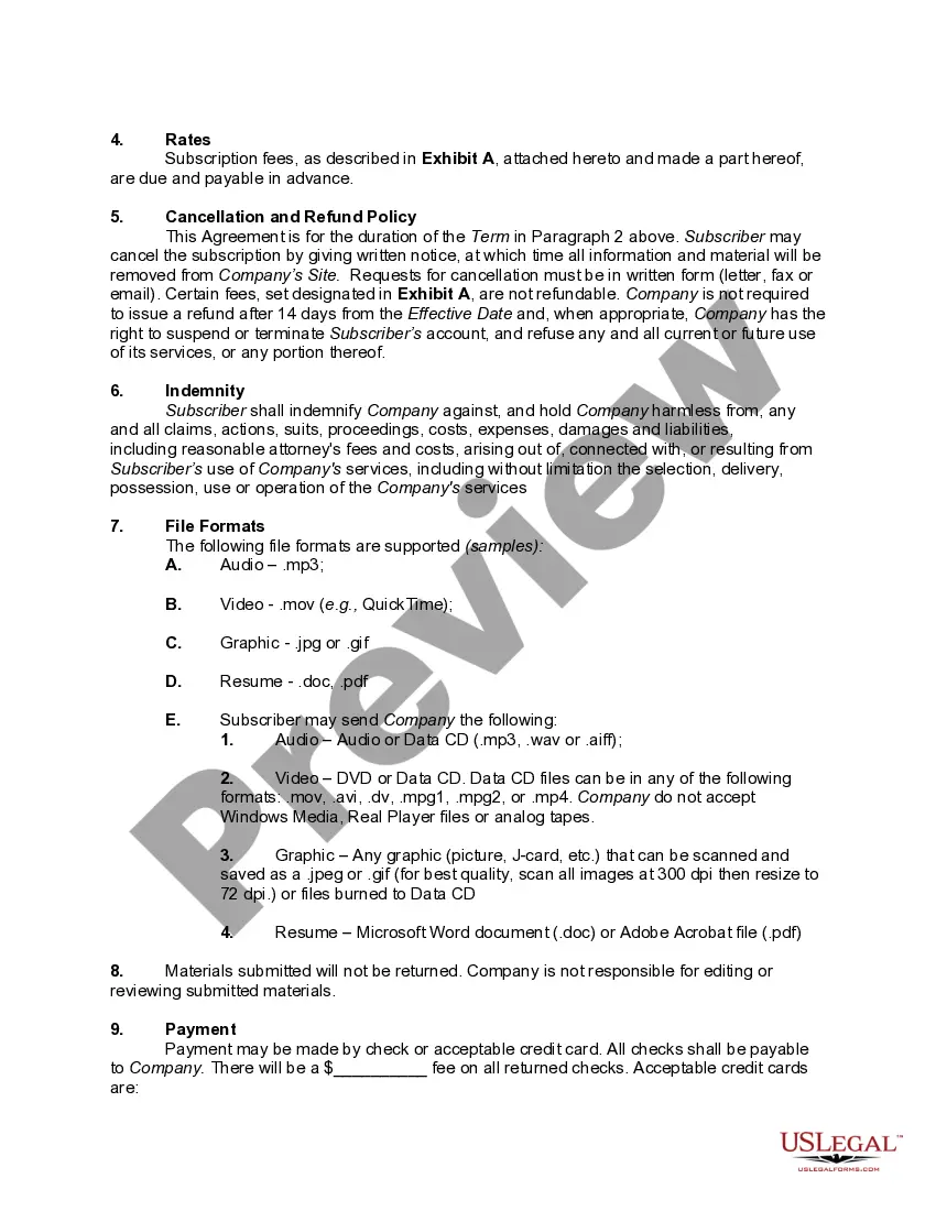 Get Website Subscription Agreement Preview Website Subscription Agreement