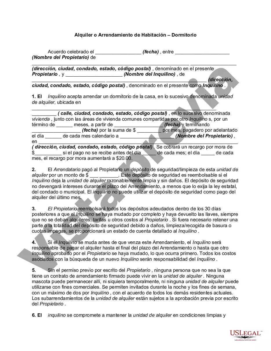 Contrato De Arrendamiento De Alquiler De Una Habitación Contrato De Arrendamiento Sencillo 1448