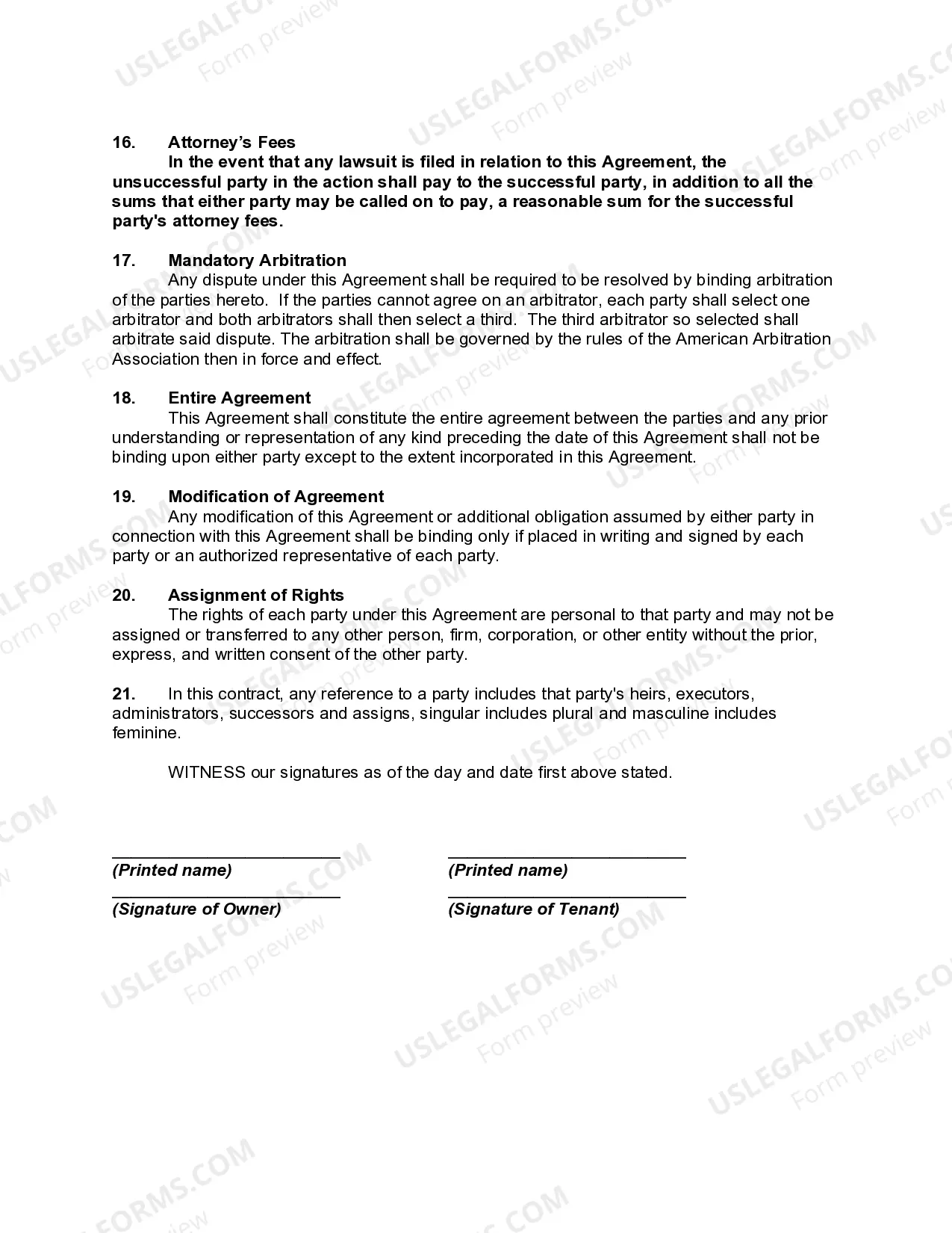 Preview Rental or Lease of Room or Bedroom Agreement