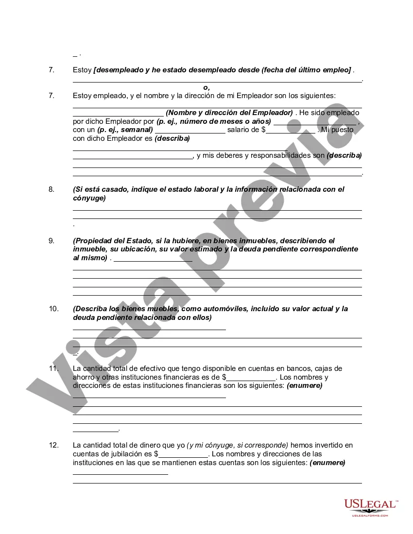 Preview Declaración Jurada de Indigencia - En Mal Estado - Activos y Pasivos