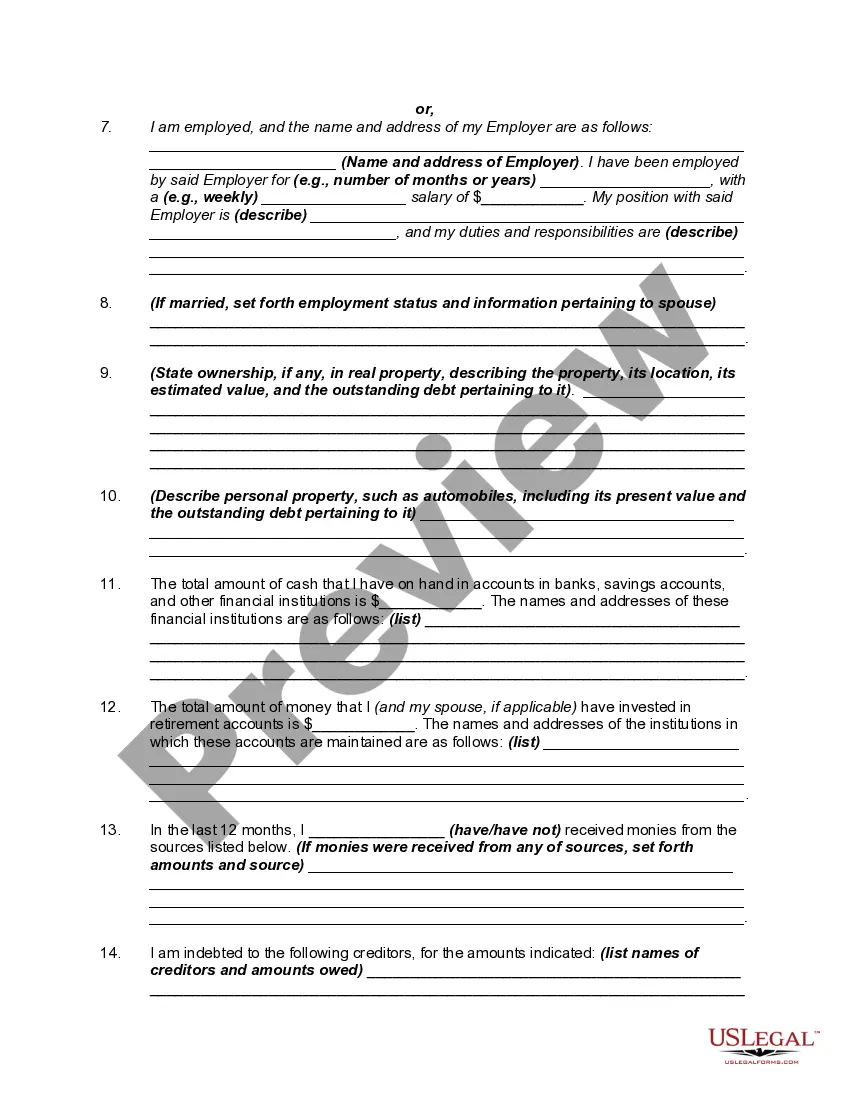 Get Affidavit of Indigency - In Forma Pauperis - Assets and Liabilities Preview Affidavit of Indigency - In Forma Pauperis - Assets and Liabilities