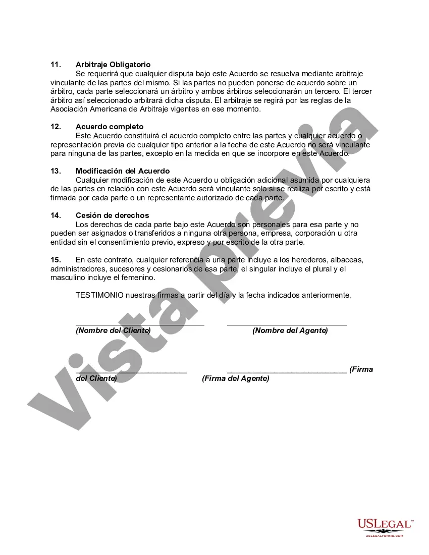 Preview Acuerdo de Representación entre el Agente y el Vaquero de Rodeo Profesional con respecto a la Adquisición por parte del Agente de Endosos y Apariciones Pagadas para el Vaquero