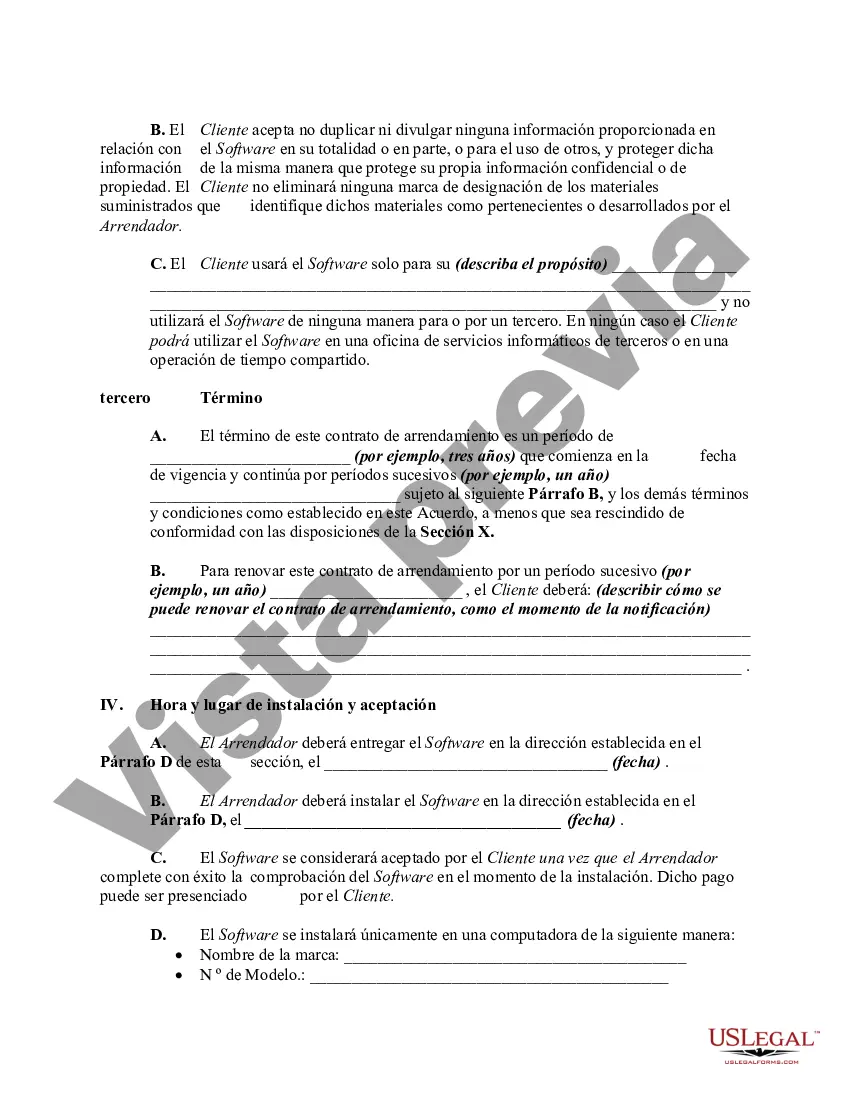 Preview Arrendamiento exclusivo de software de computadora con acuerdo de licencia