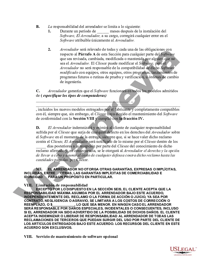 Preview Arrendamiento exclusivo de software de computadora con acuerdo de licencia