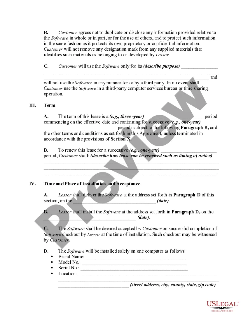 Get Exclusive Computer Software Lease with License Agreement Preview Exclusive Computer Software Lease with License Agreement