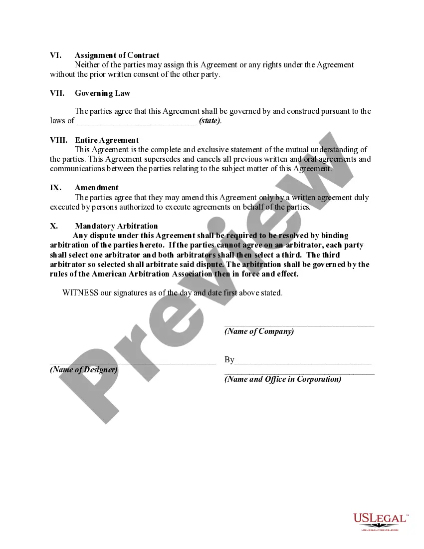 Get Services Contract with Designer Including Covenant Not to Compete and Confidentiality Agreement - Self-Employed Preview Services Contract with Designer Including Covenant Not to Compete and Confidentiality Agreement - Self-Employed