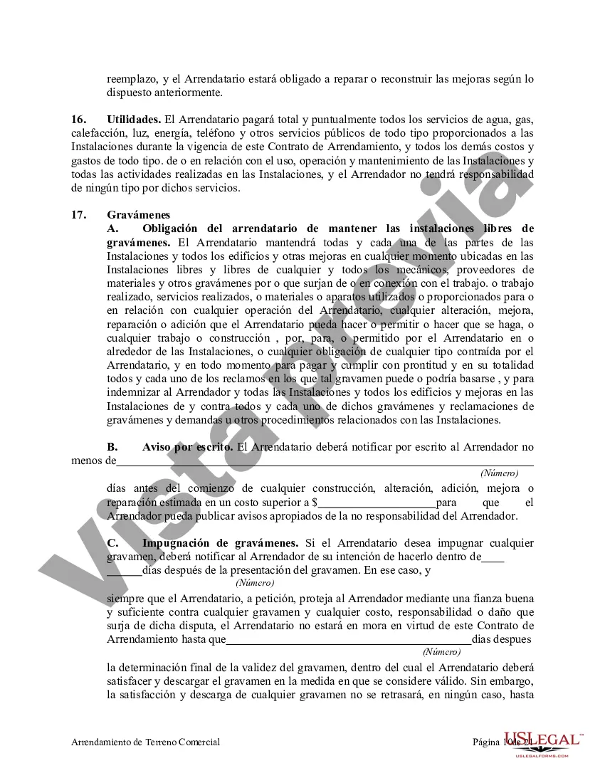 Preview Arrendamiento de Terreno Comercial con Arrendatario para Construir Mejoras y Opción de Renovar