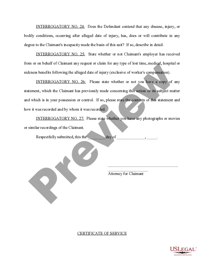 Get Claimant's First Set of Interrogatories to Employer and Carrier Preview Claimant's First Set of Interrogatories to Employer and Carrier