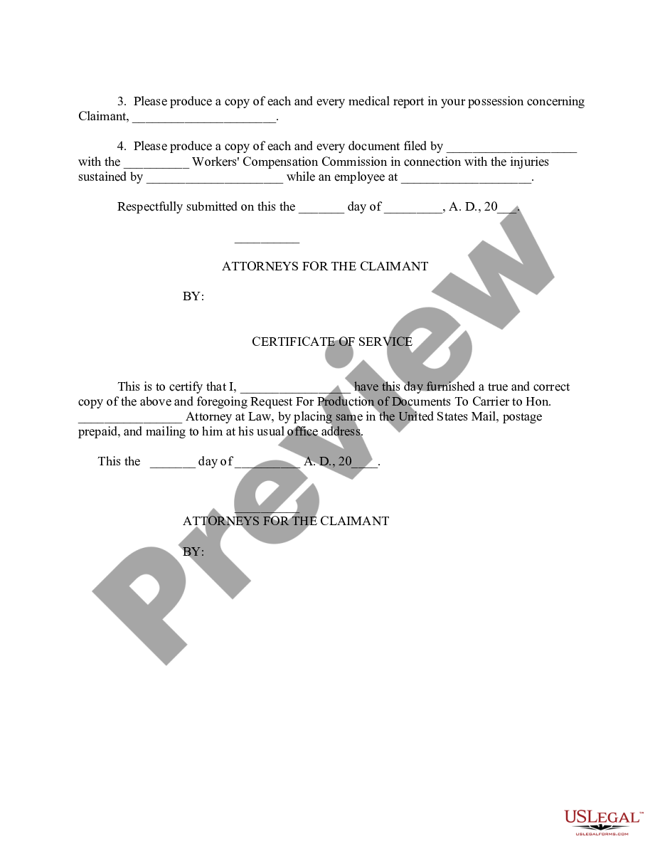page 1 Requests for Production of Documents to Carrier preview