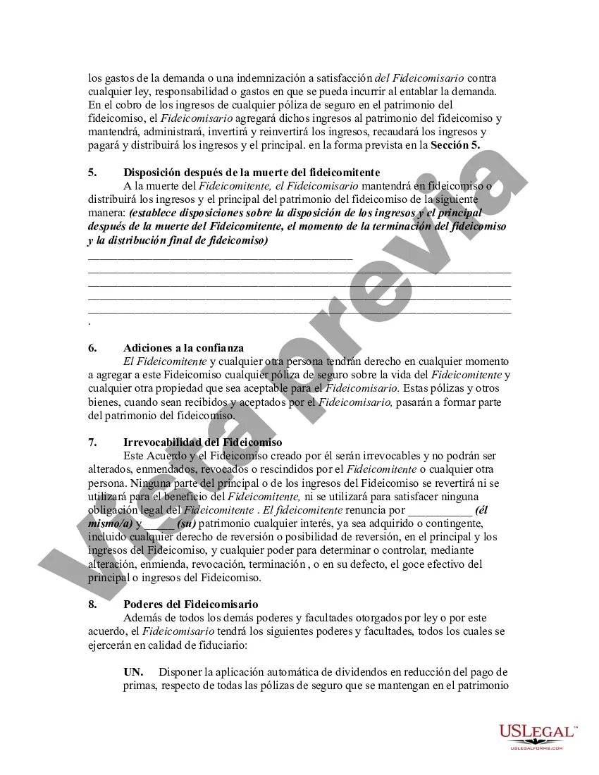 Preview Fideicomiso Irrevocable Financiado por Seguro de Vida