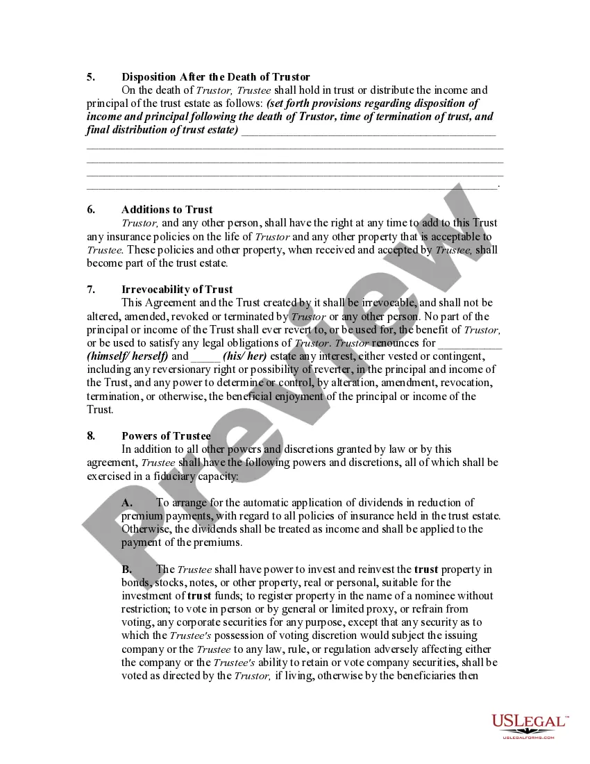 Preview Irrevocable Trust Funded by Life Insurance