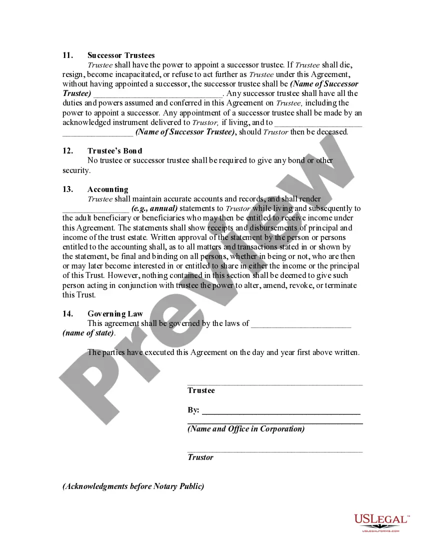 Preview Irrevocable Trust Funded by Life Insurance