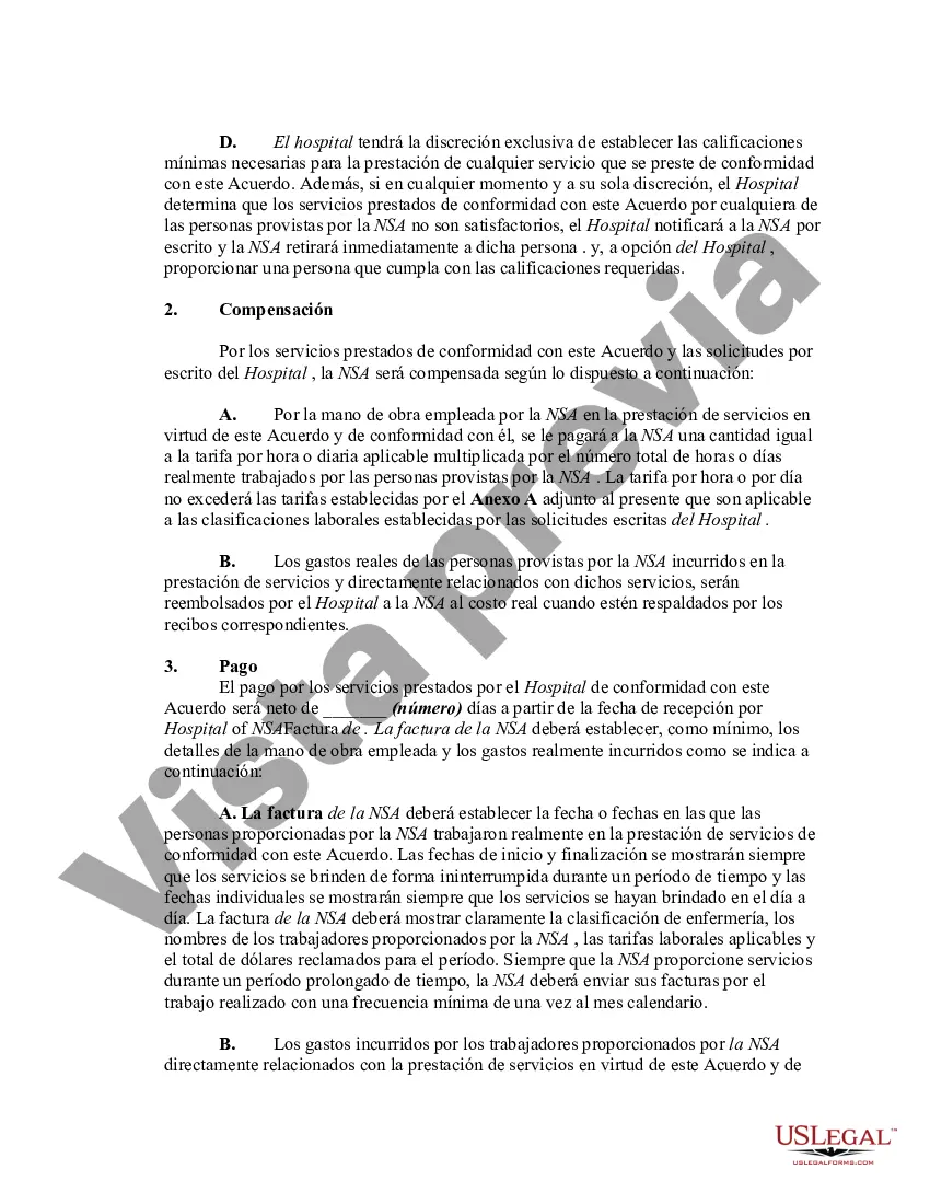 Preview Acuerdo entre el hospital y la agencia de personal de enfermería