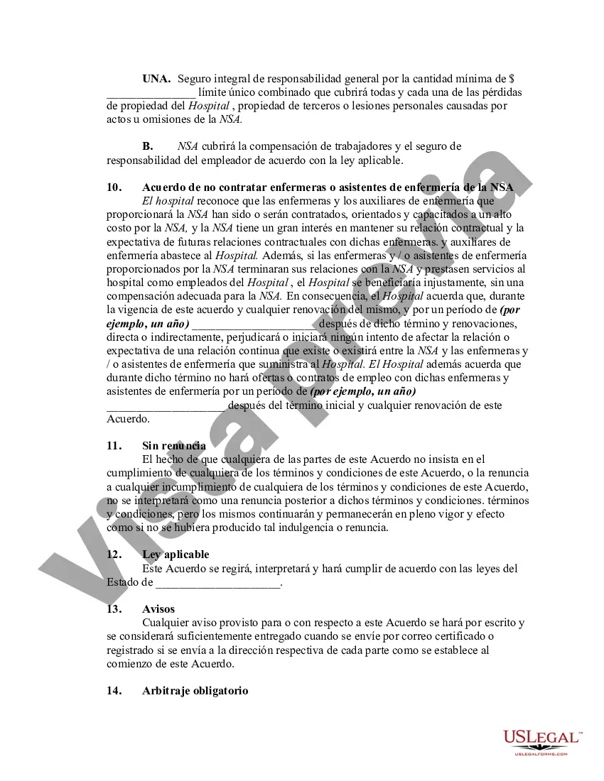 Preview Acuerdo entre el hospital y la agencia de personal de enfermería