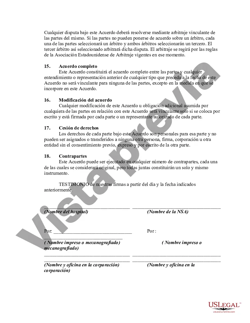 Preview Acuerdo entre el hospital y la agencia de personal de enfermería