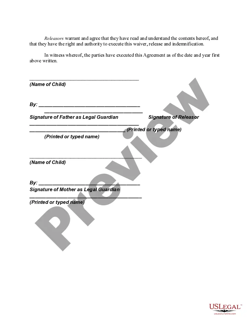 Get Waiver, Release and Authorization to Use Names of Parent and Child in Book to be Published Preview Waiver, Release and Authorization to Use Names of Parent and Child in Book to be Published