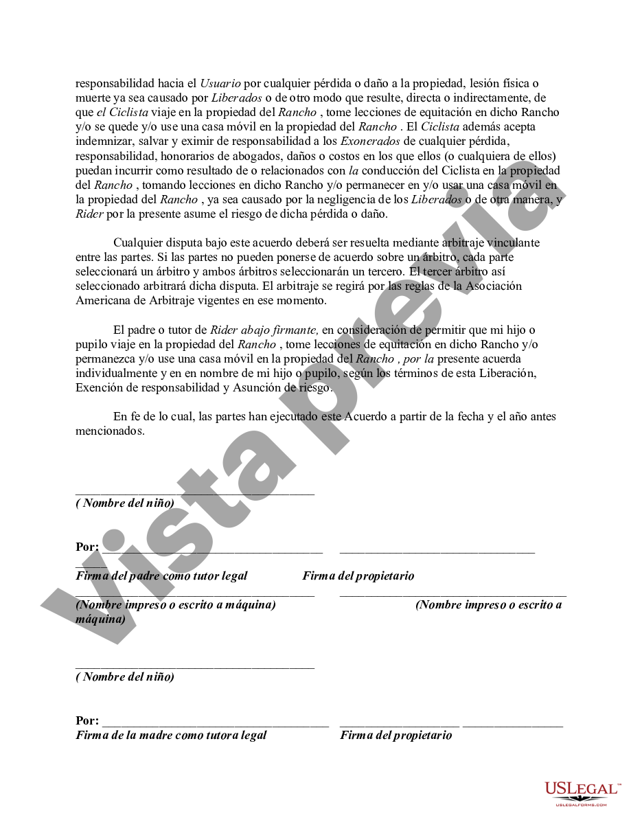 Houston Texas Liberación Y Exención De Responsabilidad Otorgada A Favor Del Propietario Del 7013