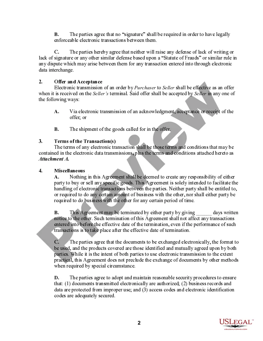Preview Electronic Commerce or Trading Partner Agreement
