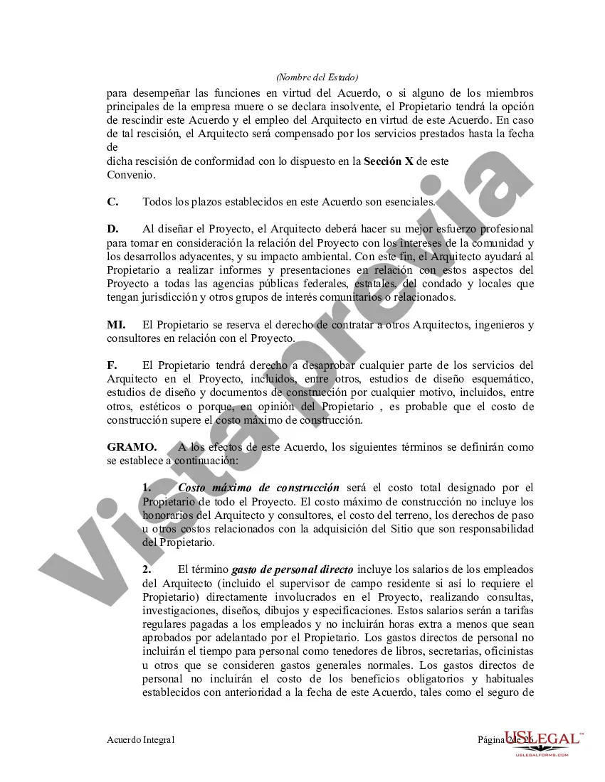 Preview Acuerdo Integral de Proyecto entre Propietario y Arquitecto