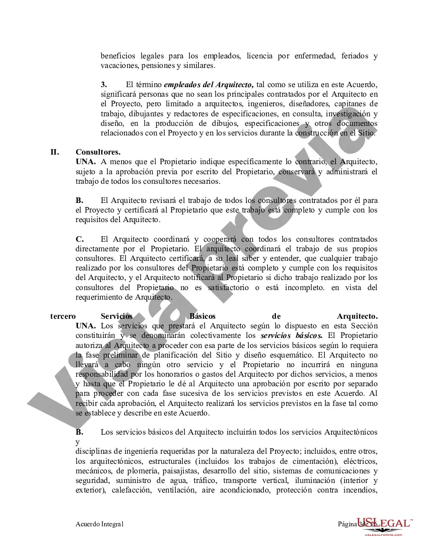 Preview Acuerdo Integral de Proyecto entre Propietario y Arquitecto