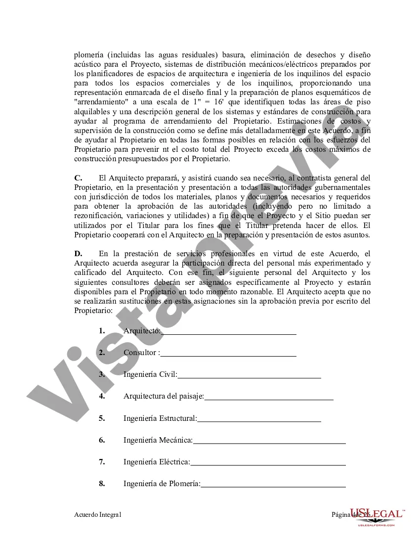 Preview Acuerdo Integral de Proyecto entre Propietario y Arquitecto