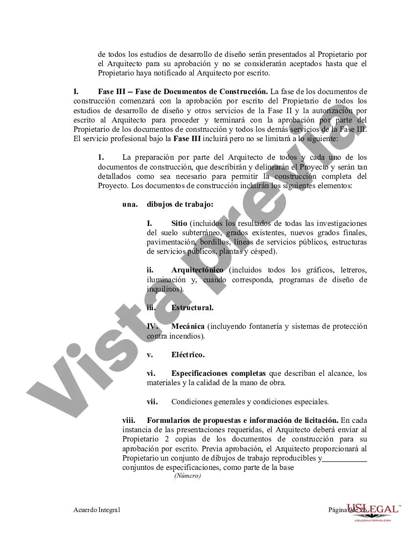 Preview Acuerdo Integral de Proyecto entre Propietario y Arquitecto