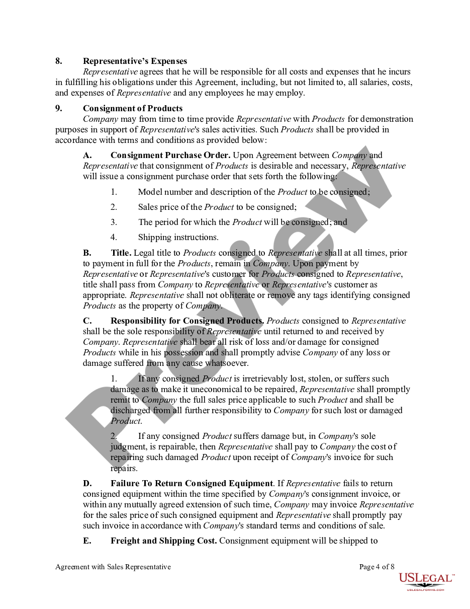 page 3 Agreement with Sales Representative preview