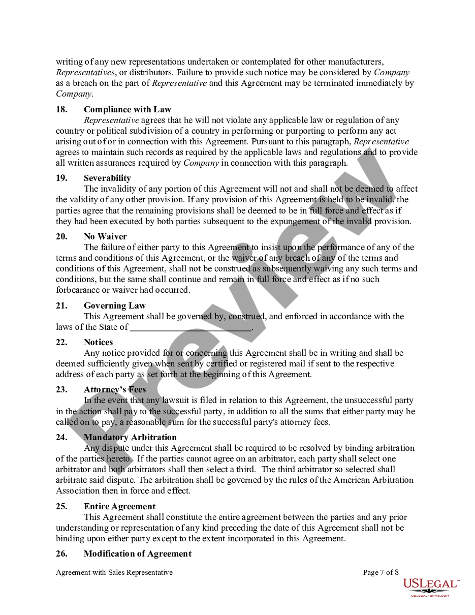 page 6 Agreement with Sales Representative preview