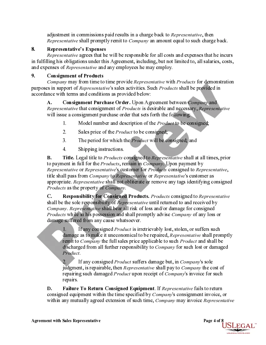 Get Agreement with Sales Representative Preview Agreement with Sales Representative