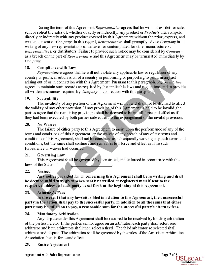 Get Agreement with Sales Representative Preview Agreement with Sales Representative