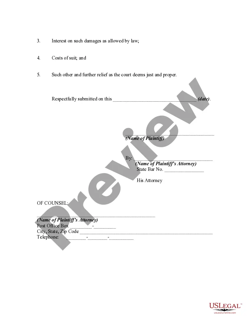 Preview Complaint by Debtor for Harassing and Malicious Telephone Calls Regarding Debt, Invasion of Right to Privacy and Violation of the Federal Fair Debt Collection Practices Act