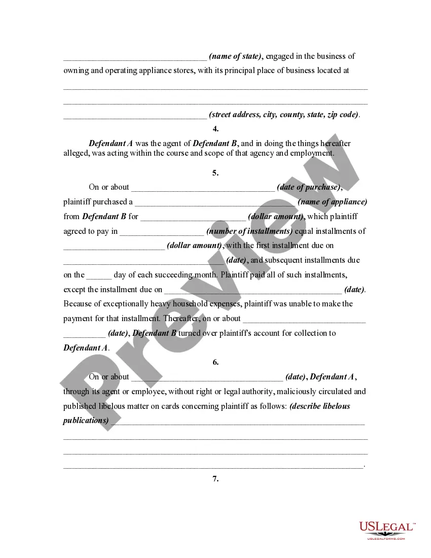 Get Complaint by Debtor For Posting of Notices of Indebtedness in and Around Plaintiff's House, Causing Intentional Infliction of Mental Anguish, and Violating the Federal Fair Debt Collection Practices Act Preview Complaint by Debtor For Posting of Notices of Indebtedness in and Around Plaintiff's House, Causing Intentional Infliction of Mental Anguish, and Violating the Federal Fair Debt Collection Practices Act
