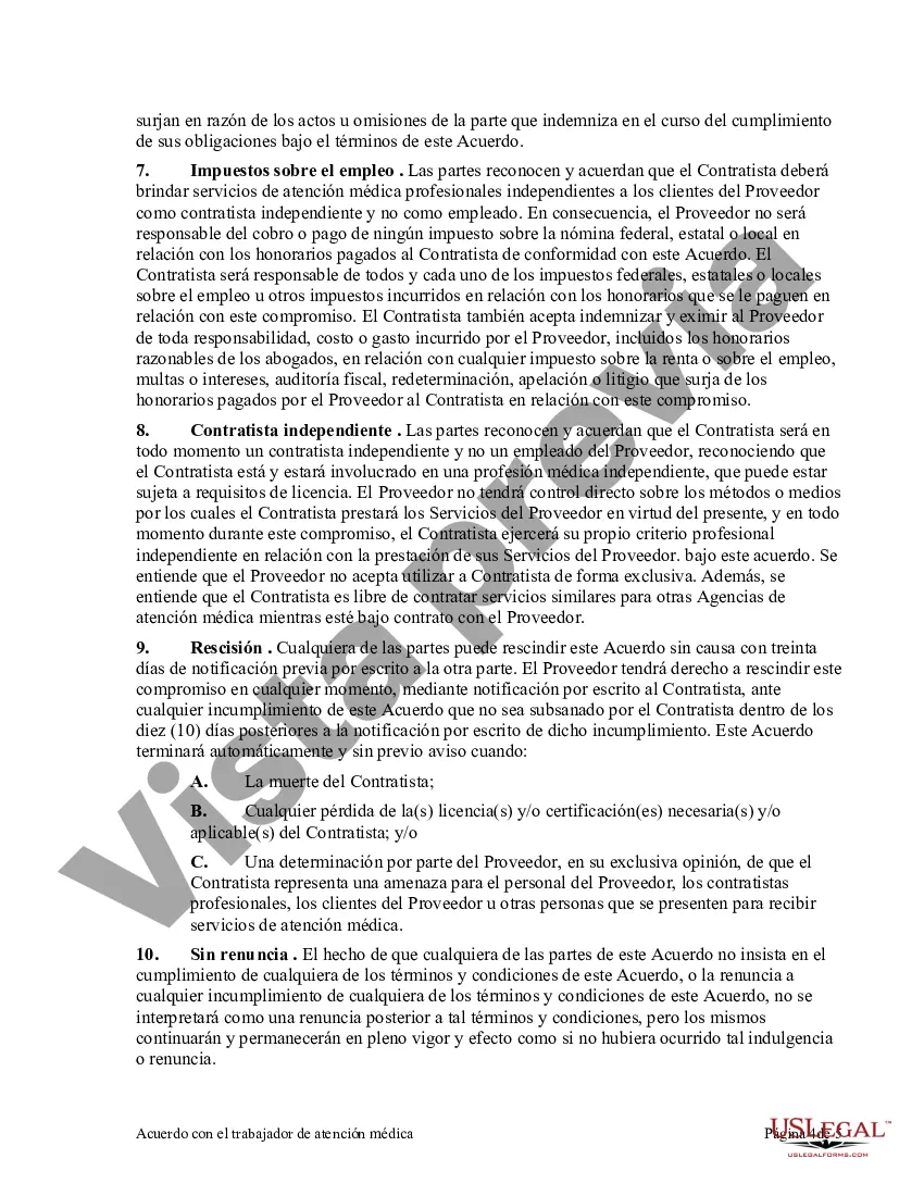 Preview Acuerdo con Trabajador de la Salud como Contratista Independiente