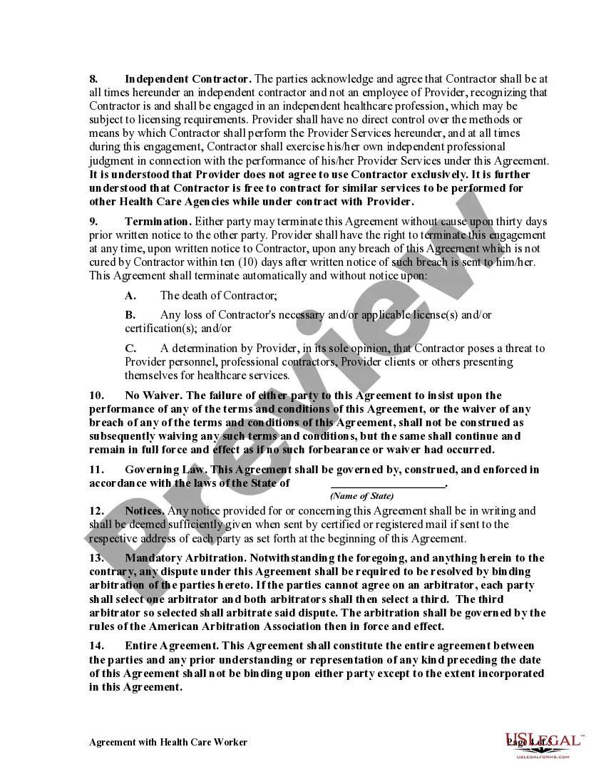 Get Agreement with Health Care Worker as an Independent Contractor Preview Agreement with Health Care Worker as an Independent Contractor
