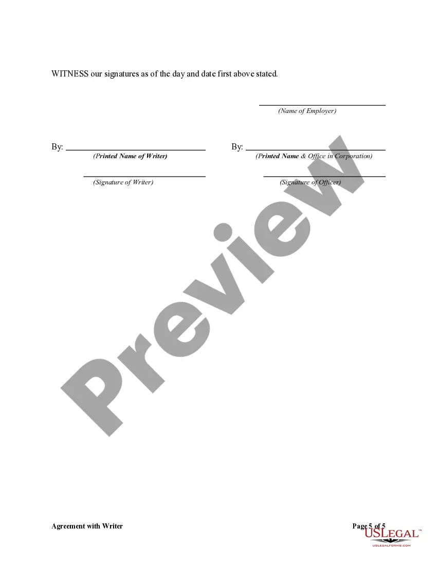 Get Agreement with Writer including a Work for Hire Provision Preview Agreement with Writer including a Work for Hire Provision