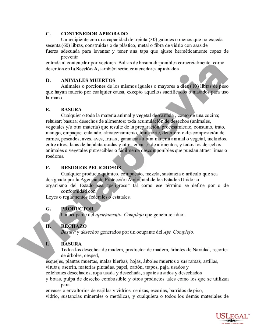 Preview Contrato entre una empresa de gestión de residuos y el propietario de un complejo de apartamentos - Trabajador por cuenta propia