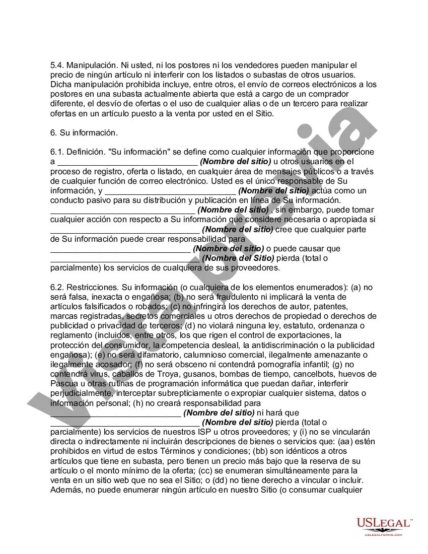 Get Acuerdo de usuario de suscripción al sitio web para el sitio web de compras y subastas en línea Preview Acuerdo de usuario de suscripción al sitio web para el sitio web de compras y subastas en línea