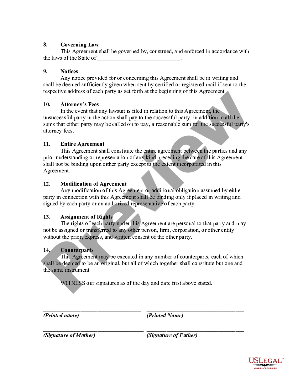 page 2 Agreement By Natural Father to Support Child Born out of Lawful Wedlock with Father to Obtain Life Insurance to Protect Support Payments preview