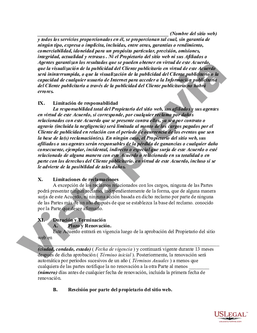 Preview Acuerdo de publicidad del sitio web