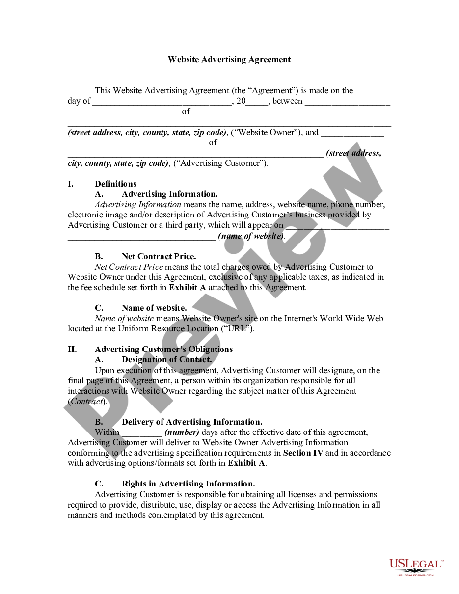 Online Advertising Agreement In free online advertising agreement template