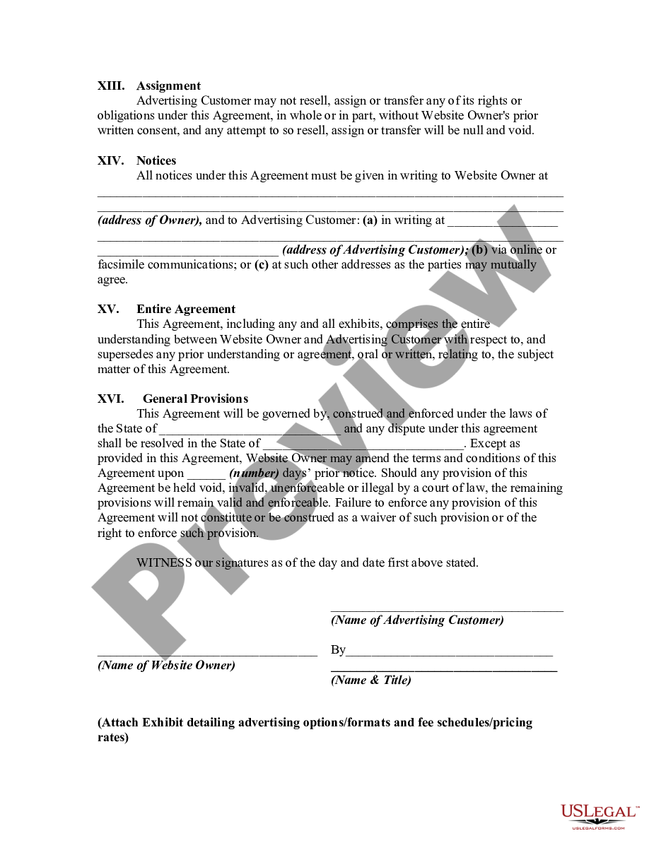 Online Advertising Agreement Pertaining To free online advertising agreement template