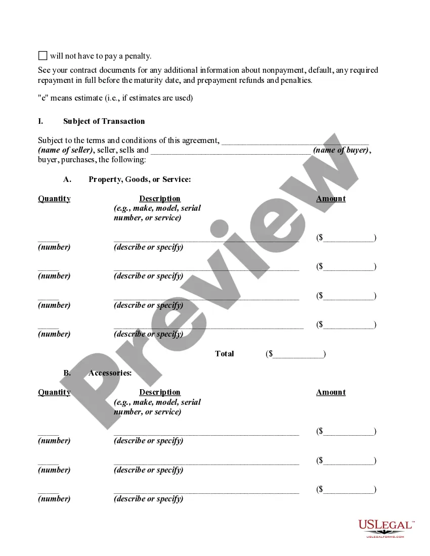 Get Retail Installment Contract and Security Agreement Preview Retail Installment Contract and Security Agreement