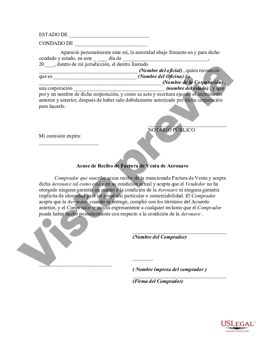 Preview Contrato de Compra y Venta de una Aeronave con Factura de Venta Adjunta como Anexo