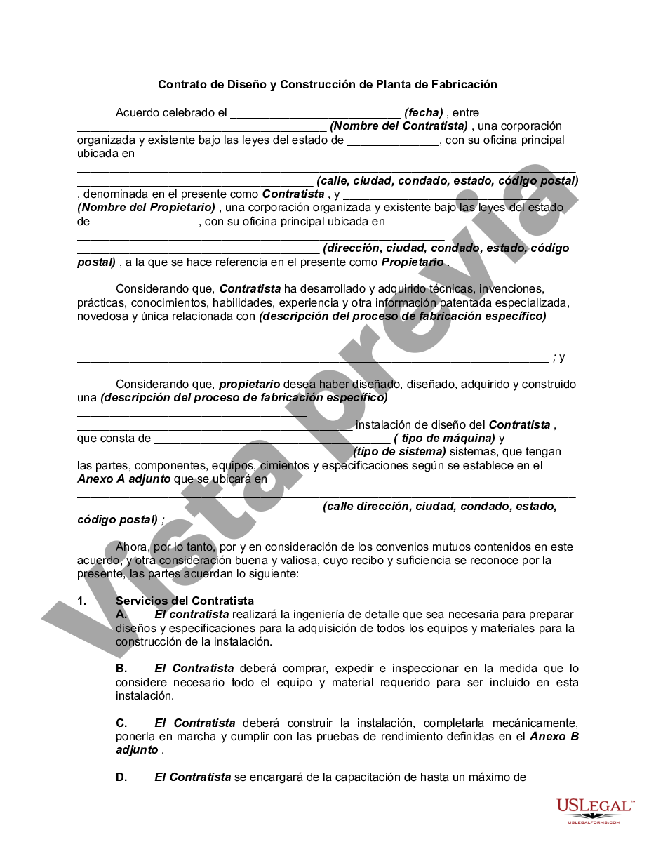 Miami Dade Florida Contrato De Diseño Y Construcción De Planta De Fabricación Us Legal Forms