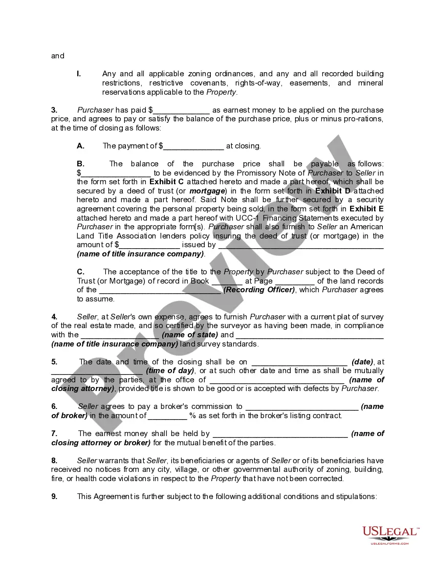 Get Contract to Sell Commercial Property with Commercial Building - Seller Financing Secured by Mortgage and Security Agreement Preview Contract to Sell Commercial Property with Commercial Building - Seller Financing Secured by Mortgage and Security Agreement