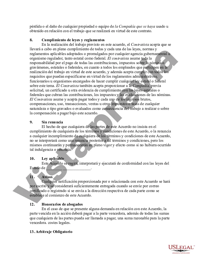 Preview Contrato con Trabajador por Cuenta Propia Contratista Independiente para Mantenimiento de Equipo Pesado
