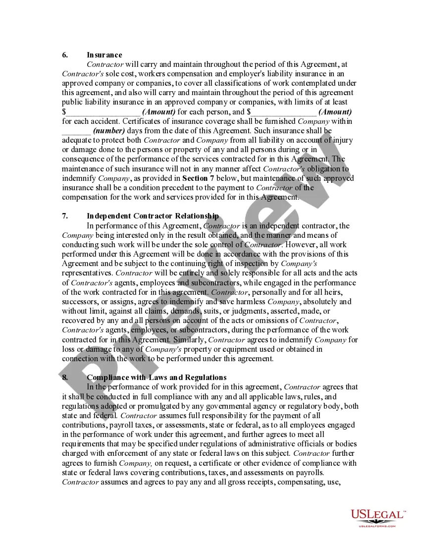 Get Contract with Self-Employed Independent Contractor for Maintenance of Heavy Equipment Preview Contract with Self-Employed Independent Contractor for Maintenance of Heavy Equipment