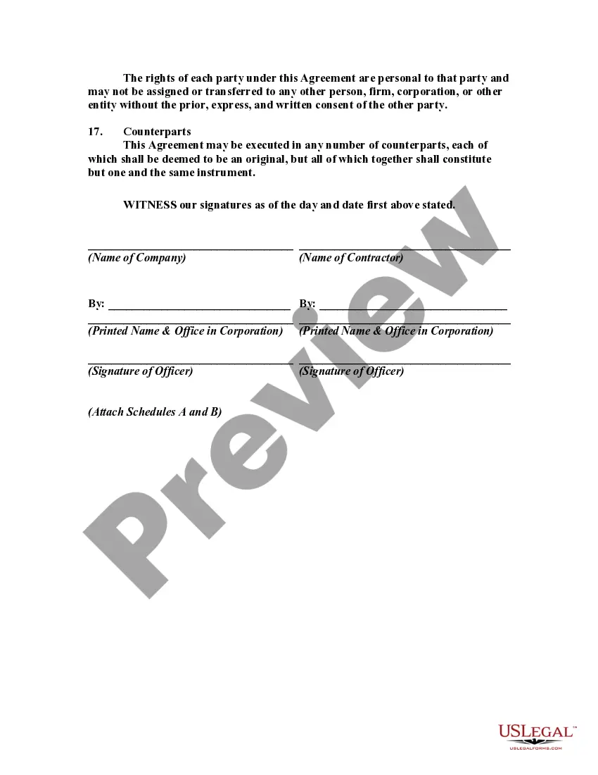 Get Contract with Self-Employed Independent Contractor for Maintenance of Heavy Equipment Preview Contract with Self-Employed Independent Contractor for Maintenance of Heavy Equipment